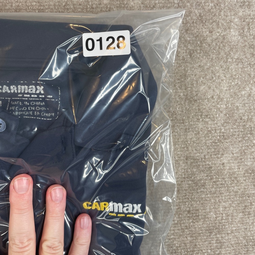 Carmax Long Sleeve Polo Shirt Mens Size Medium Navy Blue Work Uniform - Picture 8 of 8